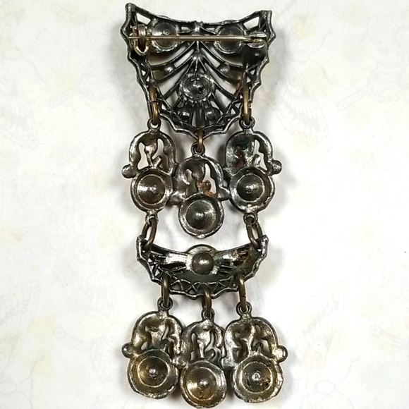 Vintage Art Deco 1930s Amethyst Rhinestone Crystal Brooch - Picture 6 of 9